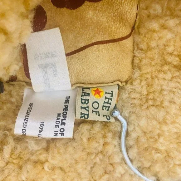 People Of The Labyrinths RARE Women's Leather Jacket Faux Fur Size Large Coat - Picture 9 of 10